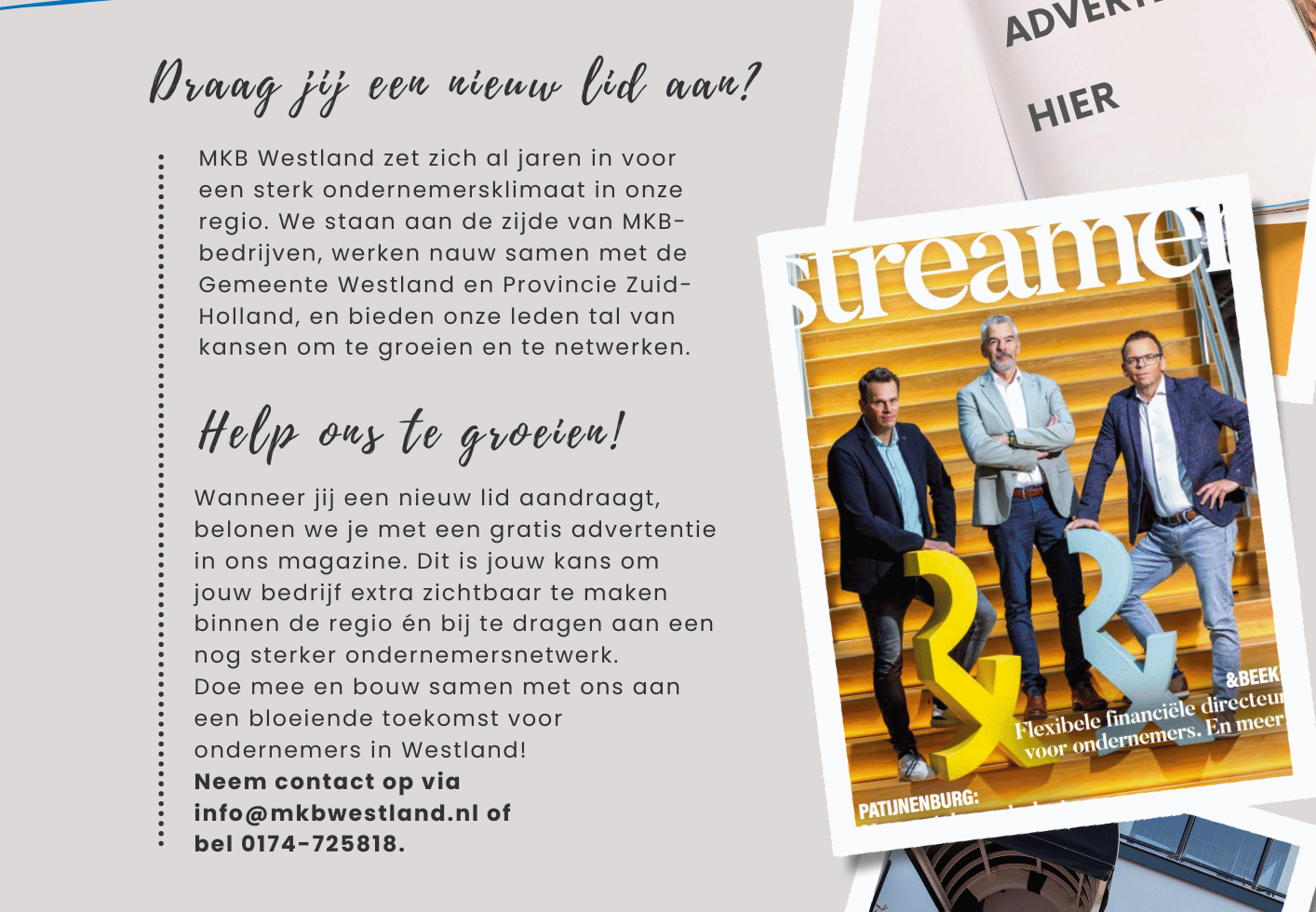 Ontvang een gratis advertentie in Streamer bij aandragen van nieuw lid!